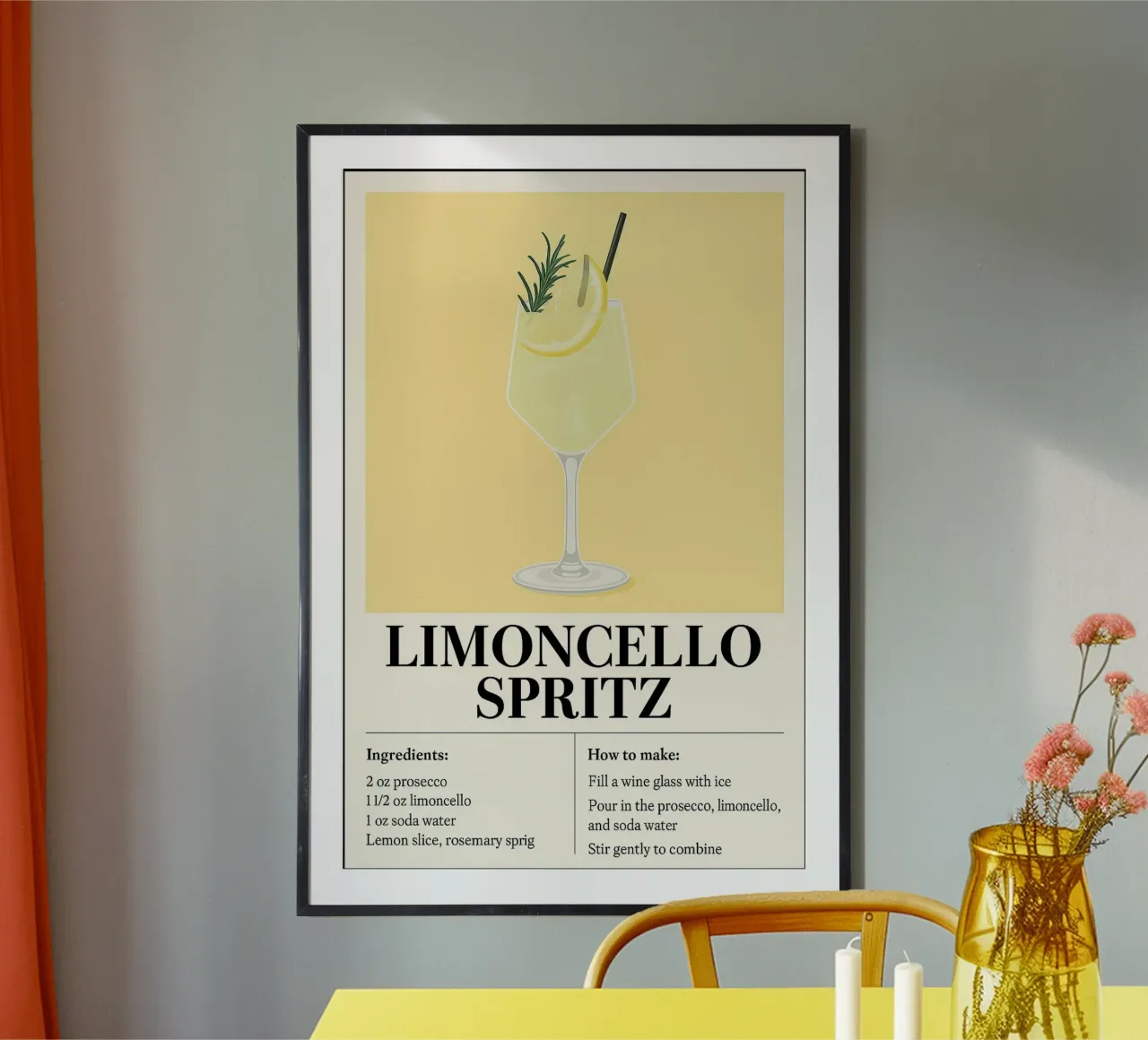 How to make Limoncello Spritz poster with wooden frame by KevKon