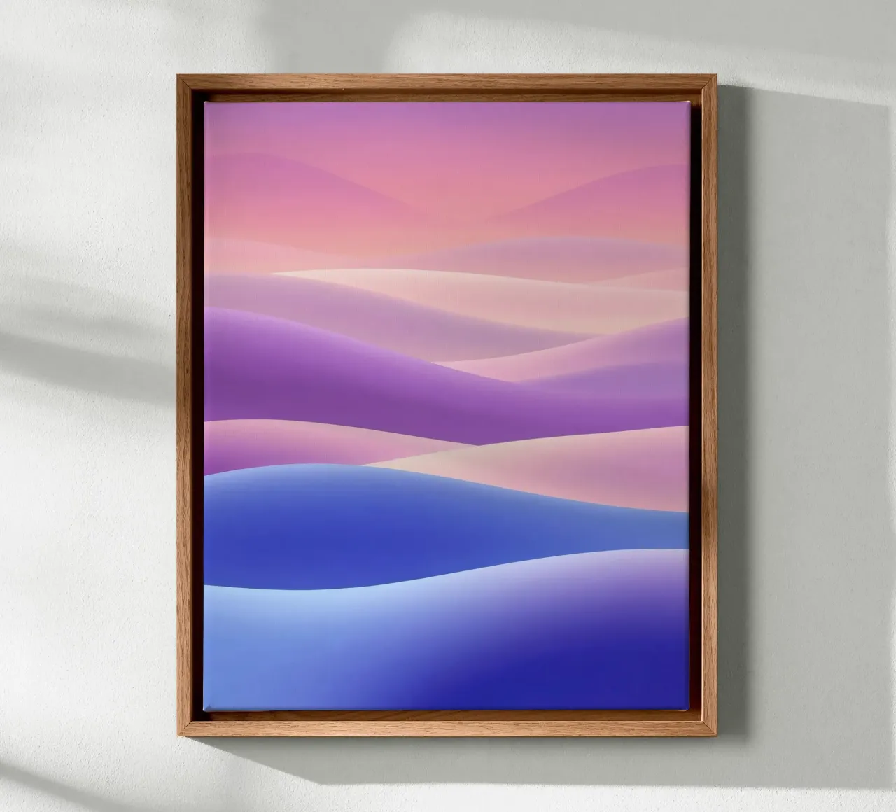 Abstracte heuvels in pastel, landschap canvas met Baklijst van RB-Digital-Paintings