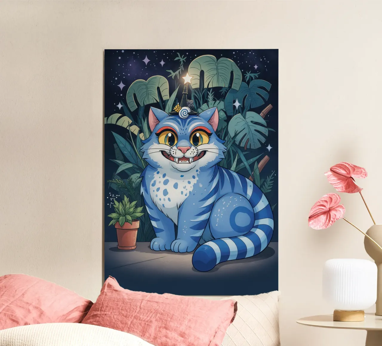 Blue Tiger Demon Hunter poster with aluminum frame by NextPixel