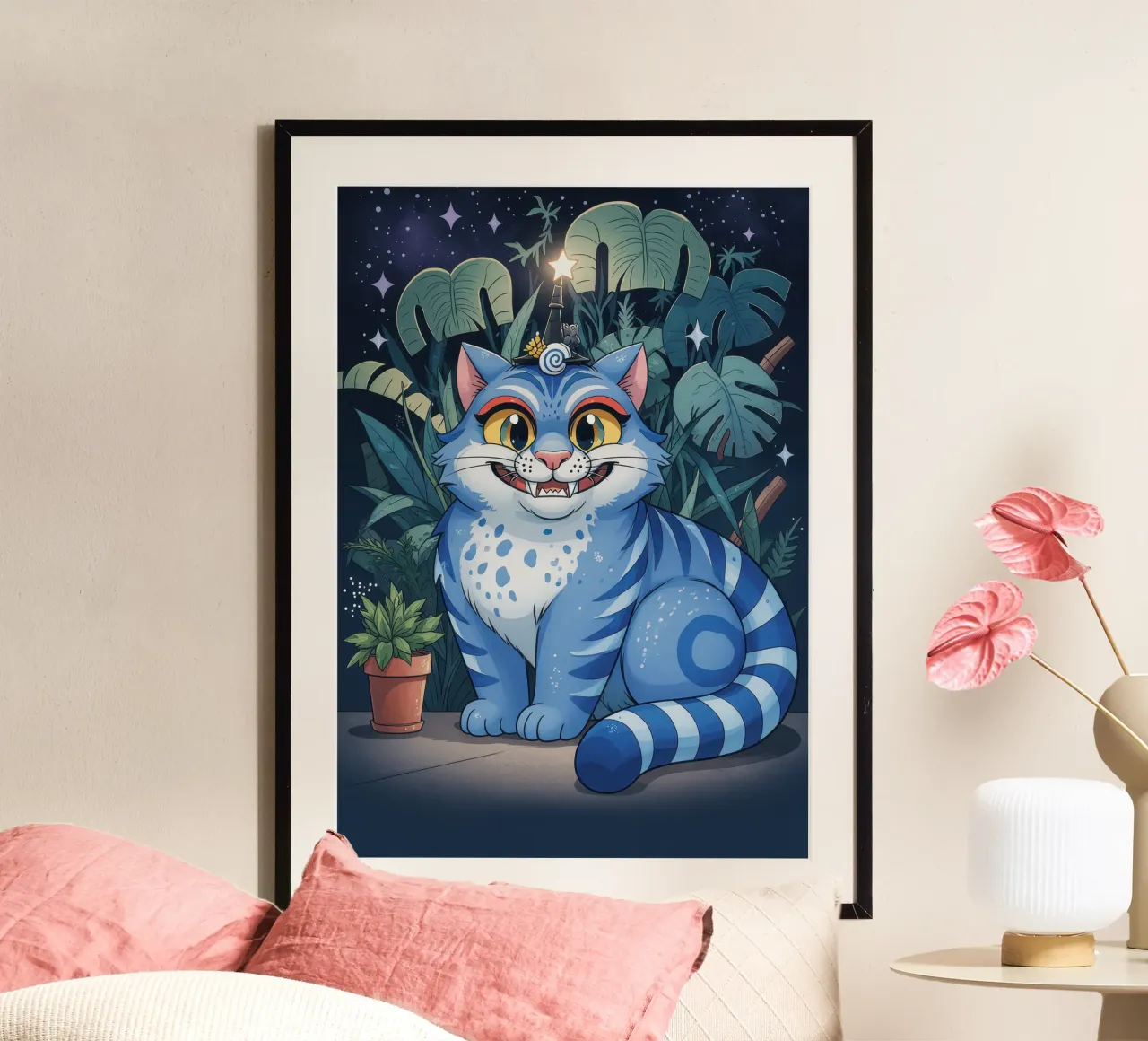 Blue Tiger Demon Hunter poster with aluminum frame by NextPixel