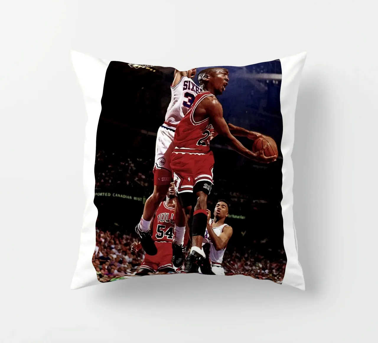 Jump And Poin decorative cushion by FAKE ARTWORK STORE