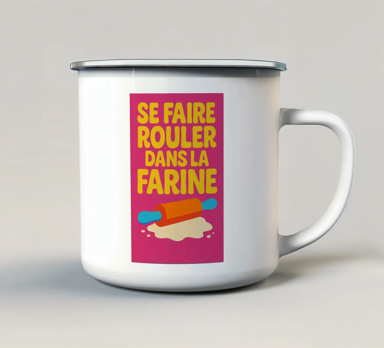 Essere rotolati nella farina - Umorismo tazza in smalto da Art Typo Essentiel