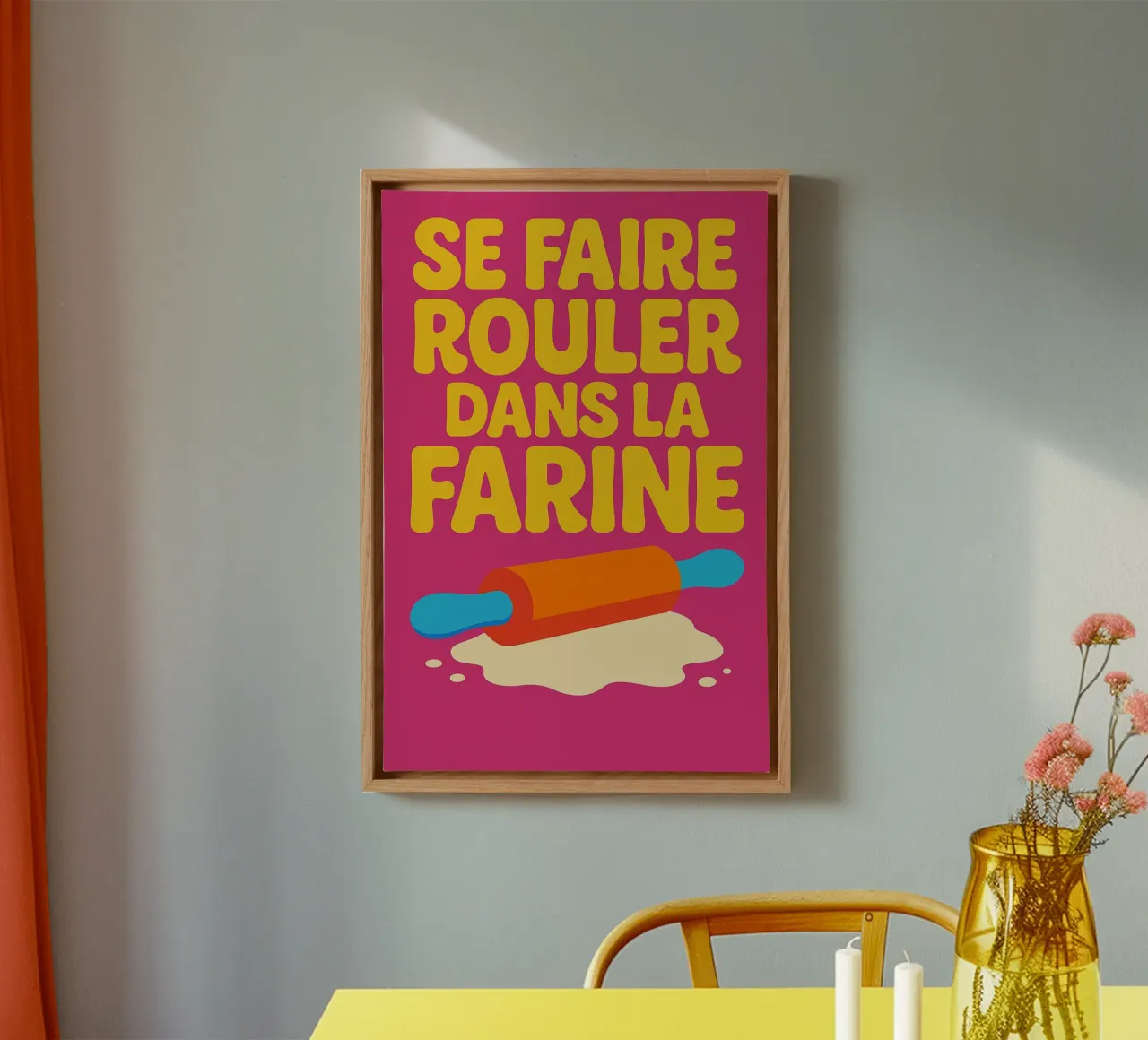 Essere rotolati nella farina - Umorismo tela con Cornice a cassetta da Art Typo Essentiel