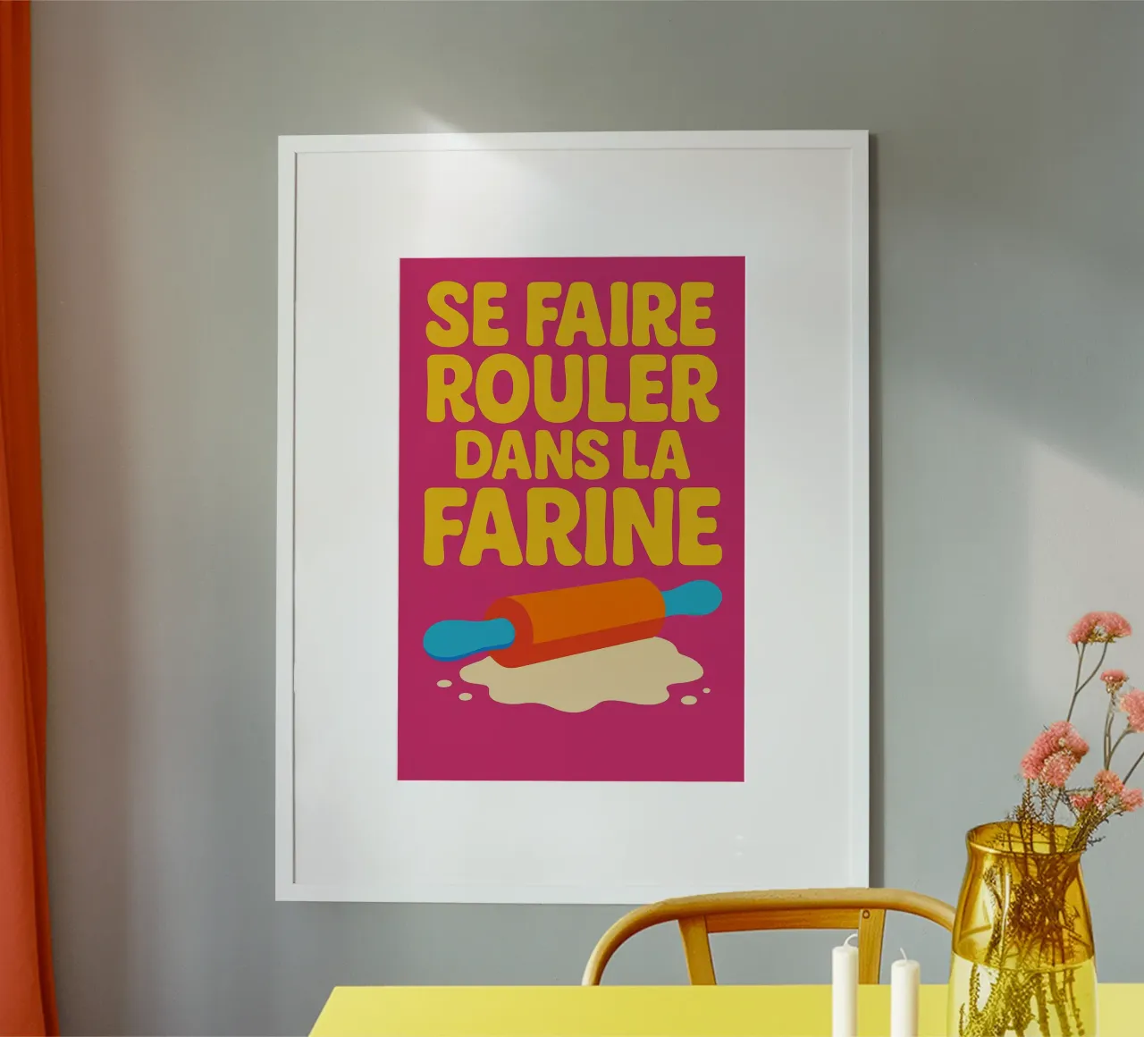 Essere rotolati nella farina - Umorismo poster con telaio in plastica da Art Typo Essentiel