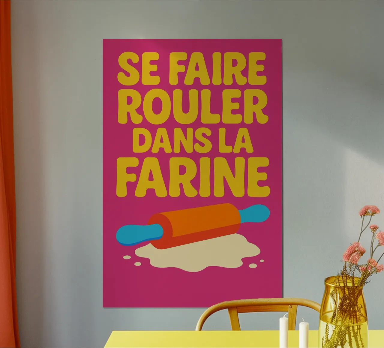 Essere rotolati nella farina - Umorismo poster con telaio in plastica da Art Typo Essentiel