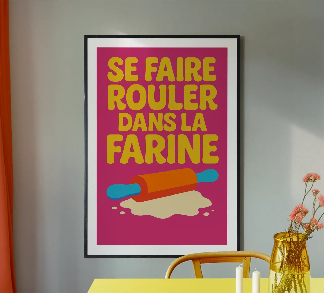 Essere rotolati nella farina - Umorismo poster con telaio in plastica da Art Typo Essentiel