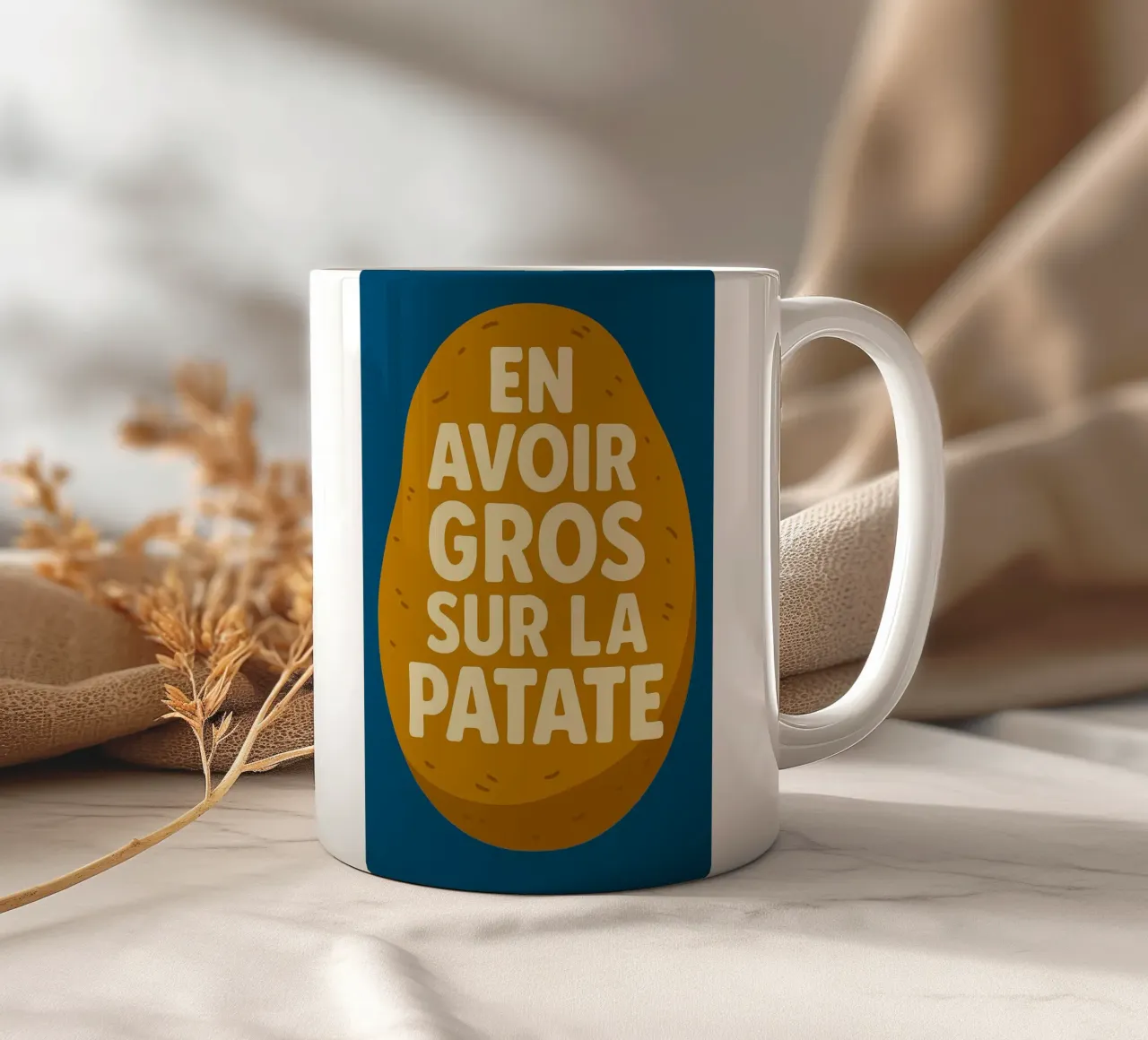 En gros sur la patate - The vegetable version of emotion ceramic mug by Art Typo Essentiel