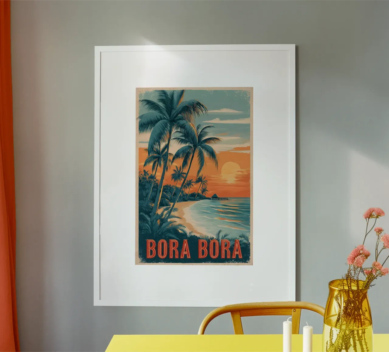 Bora Bora vintage Reiseposter poster con telaio in alluminio da Vintage Travel Art