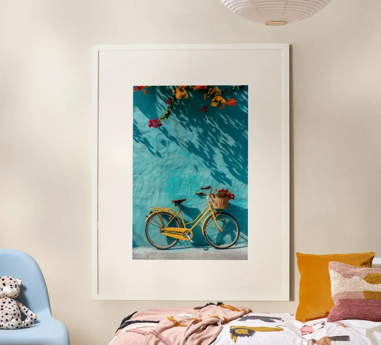 Sunday in Bloom poster with wooden frame by Mosaic Dialogue