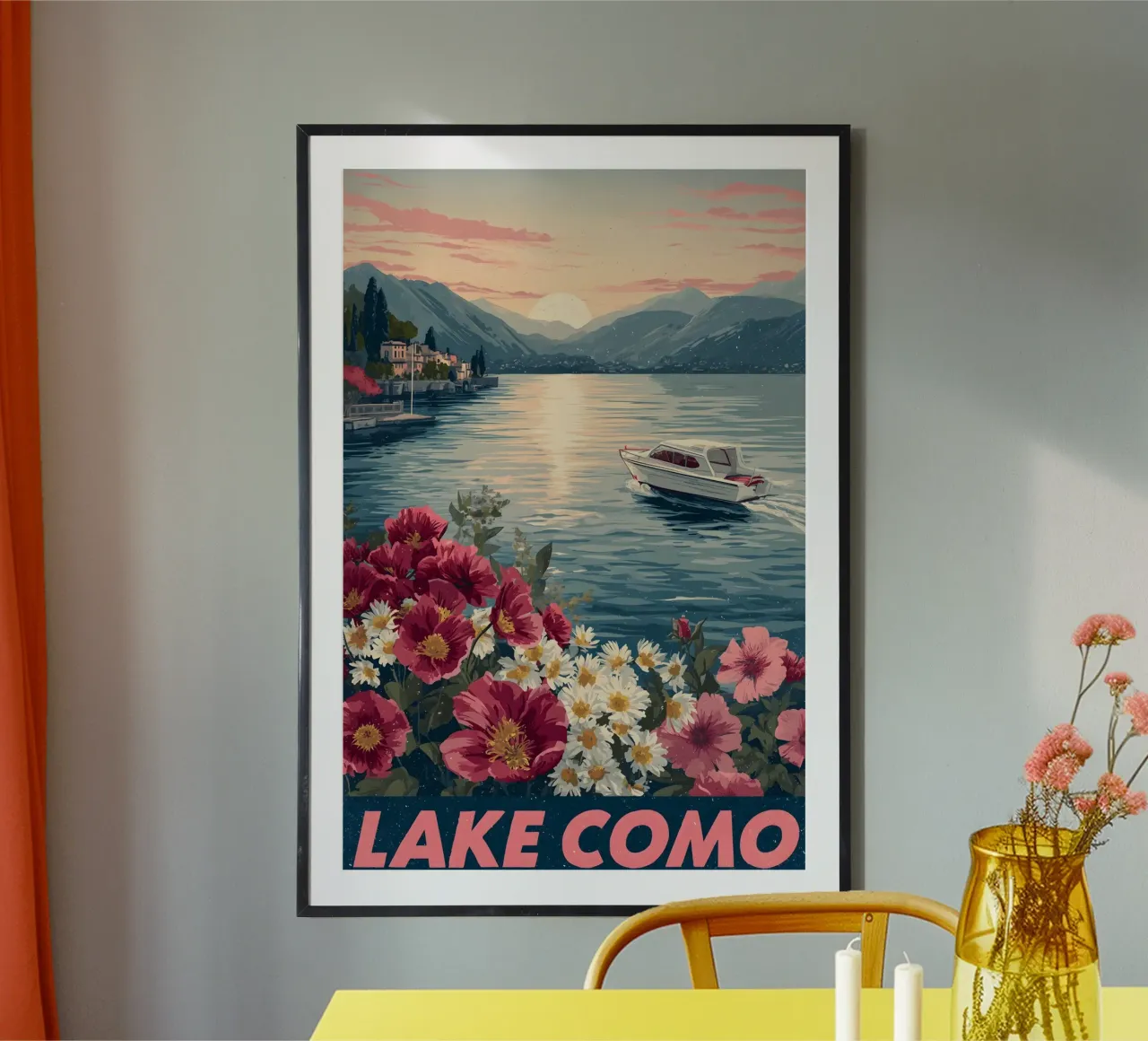 Comer See vintage Reiseposter poster con telaio in alluminio da Vintage Travel Art