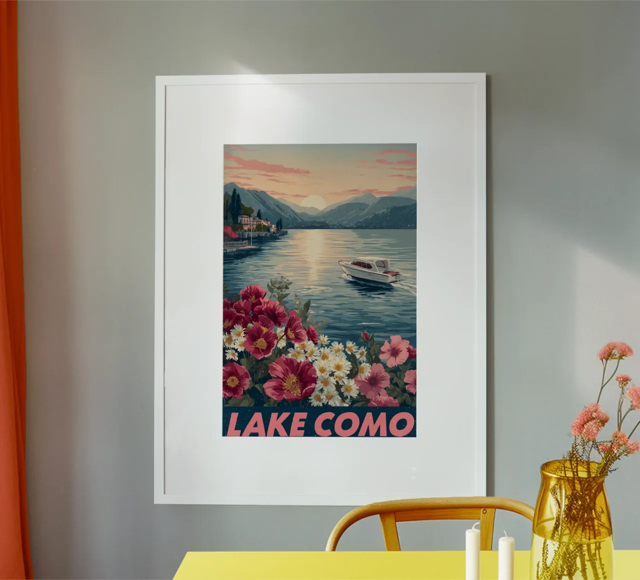 Comer See vintage Reiseposter poster con telaio in alluminio da Vintage Travel Art