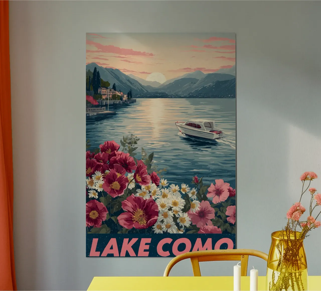 Comer See vintage Reiseposter poster con telaio in alluminio da Vintage Travel Art