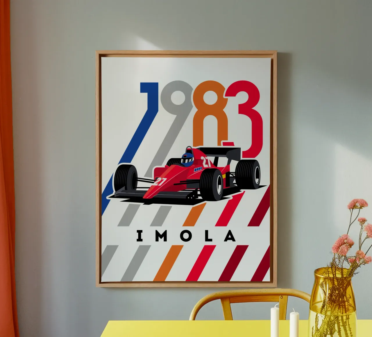 Auto da corsa Imola 1983 tela con Cornice a cassetta da Mariel Toigo