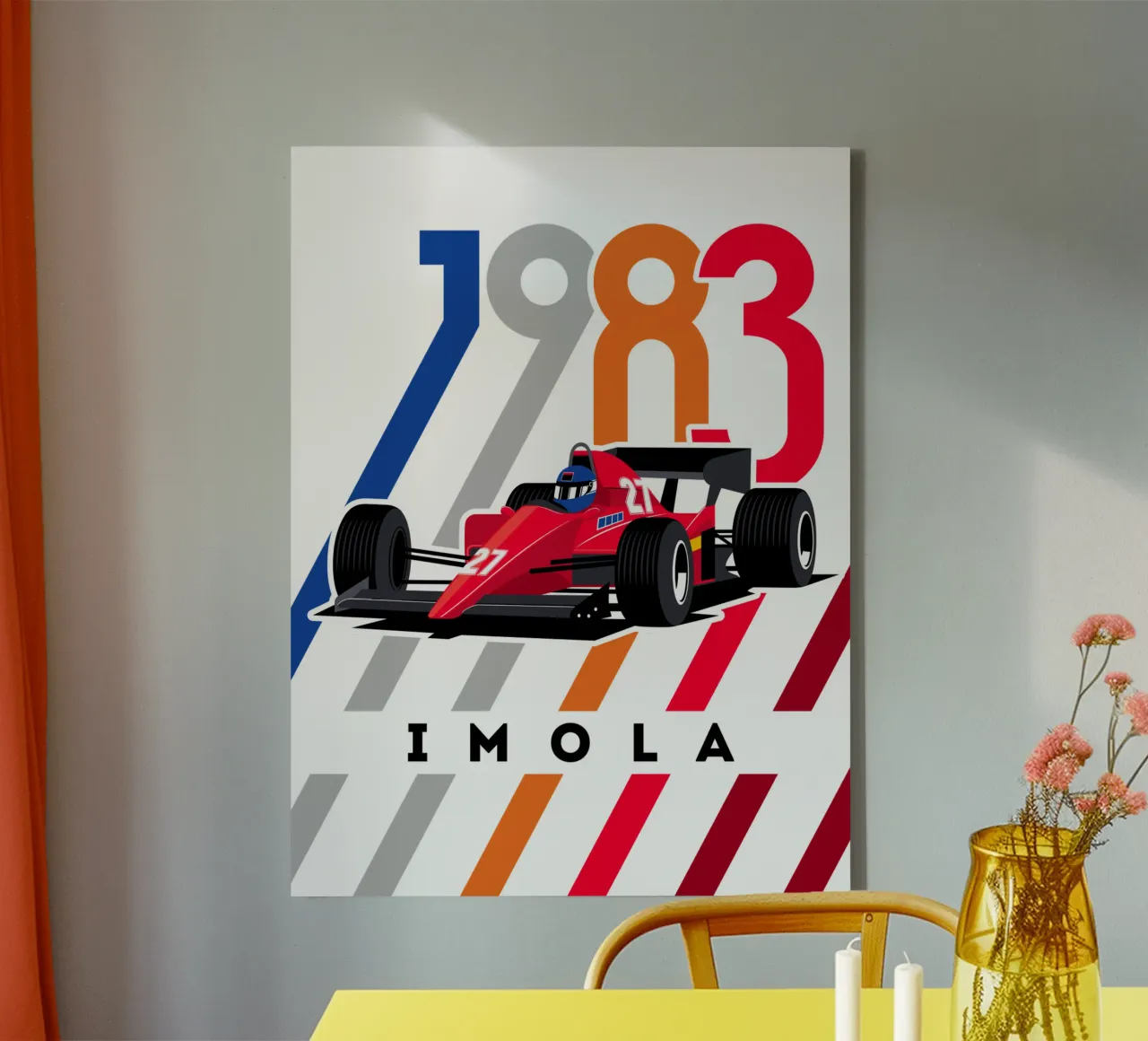 Auto da corsa Imola 1983 tela con Cornice a cassetta da Mariel Toigo