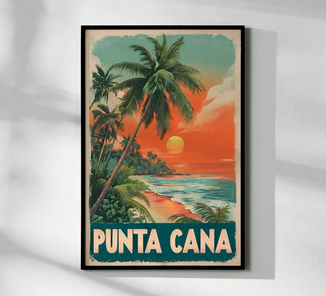 Punta Cana Vintage Reiseposter poster with aluminum frame by Vintage Travel Art