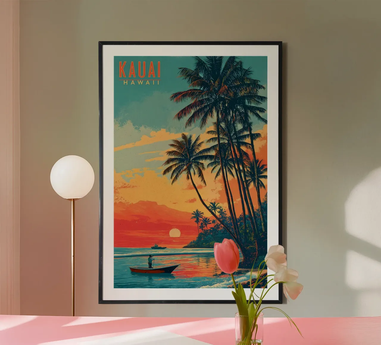 Kauai Hawaii vintage Reiseposter poster with plastic frame by Vintage Travel Art