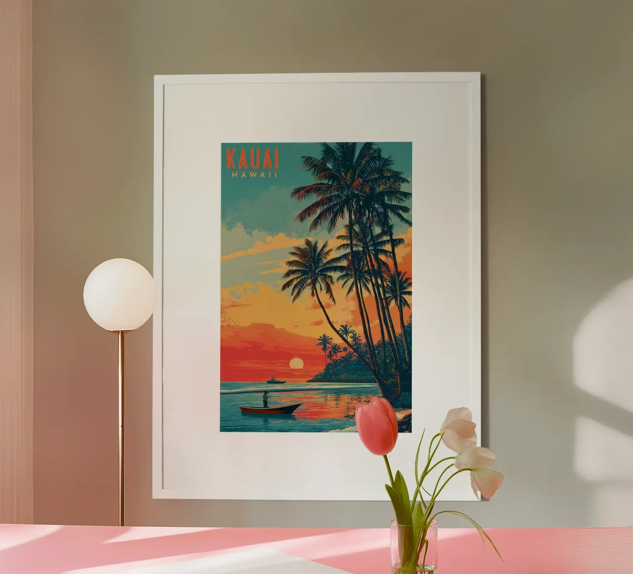 Kauai Hawaii vintage Reiseposter poster with plastic frame by Vintage Travel Art