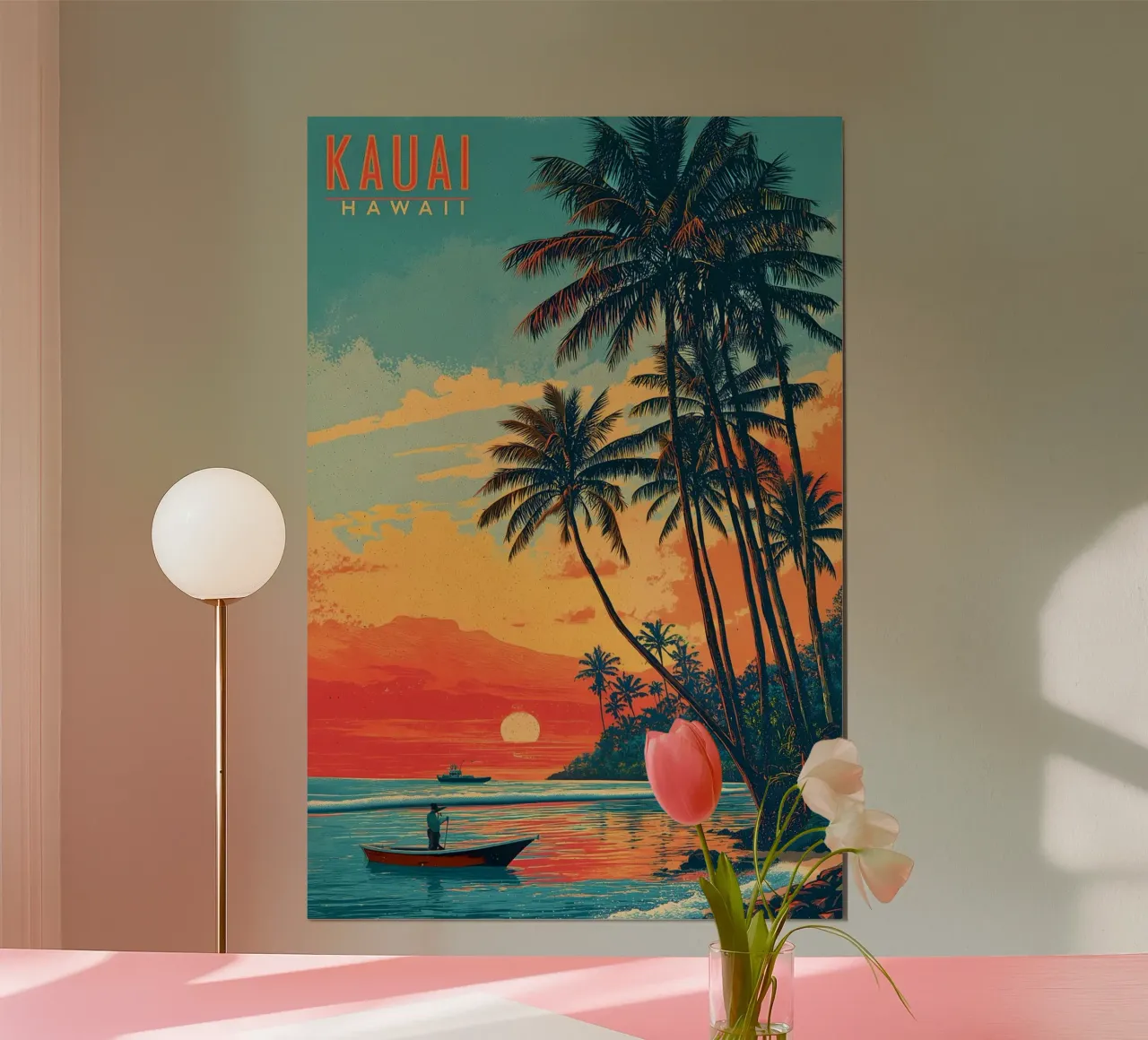 Kauai Hawaii vintage Reiseposter poster with plastic frame by Vintage Travel Art