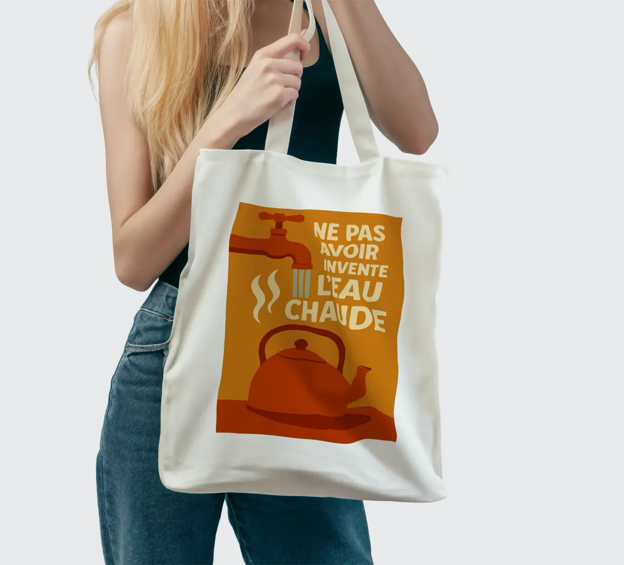 Non aver inventato l'acqua calda - Il poster retro che fa la differenza borsa in juta da Art Typo Essentiel