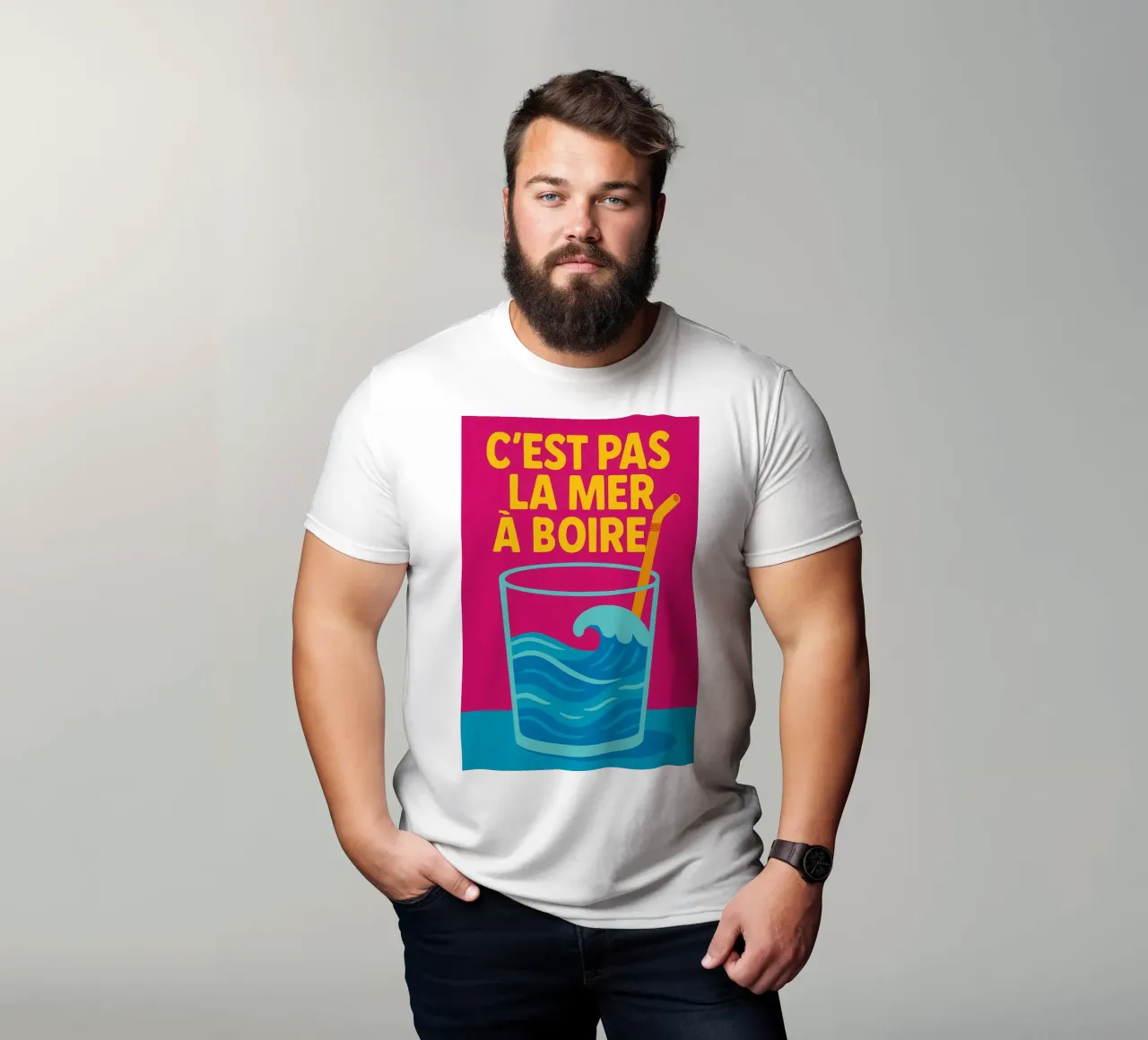 C'est pas la mer à boire - The punchy poster that puts t into perspective t-shirt by Art Typo Essentiel