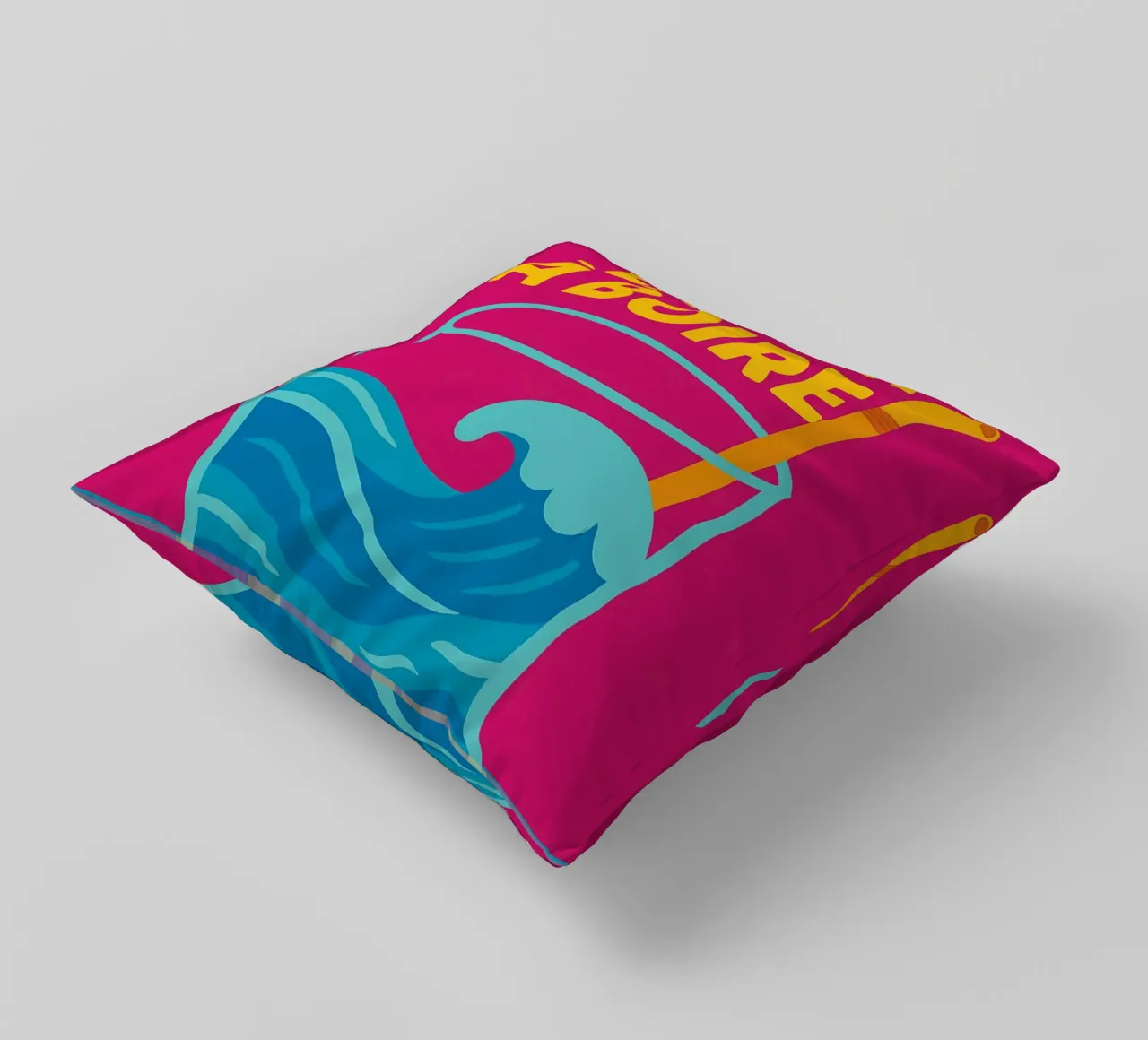 C'est pas la mer à boire - The punchy poster that puts t into perspective decorative cushion by Art Typo Essentiel