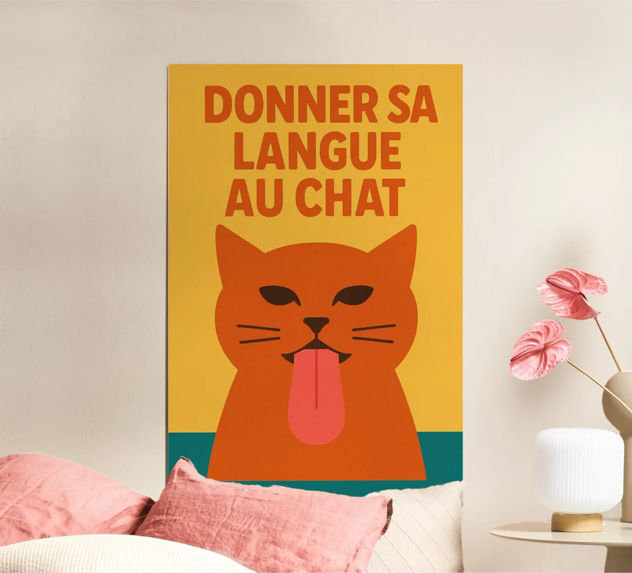 Dare la lingua al gatto - Il manifesto del felino intelligente poster con telaio in legno da Art Typo Essentiel