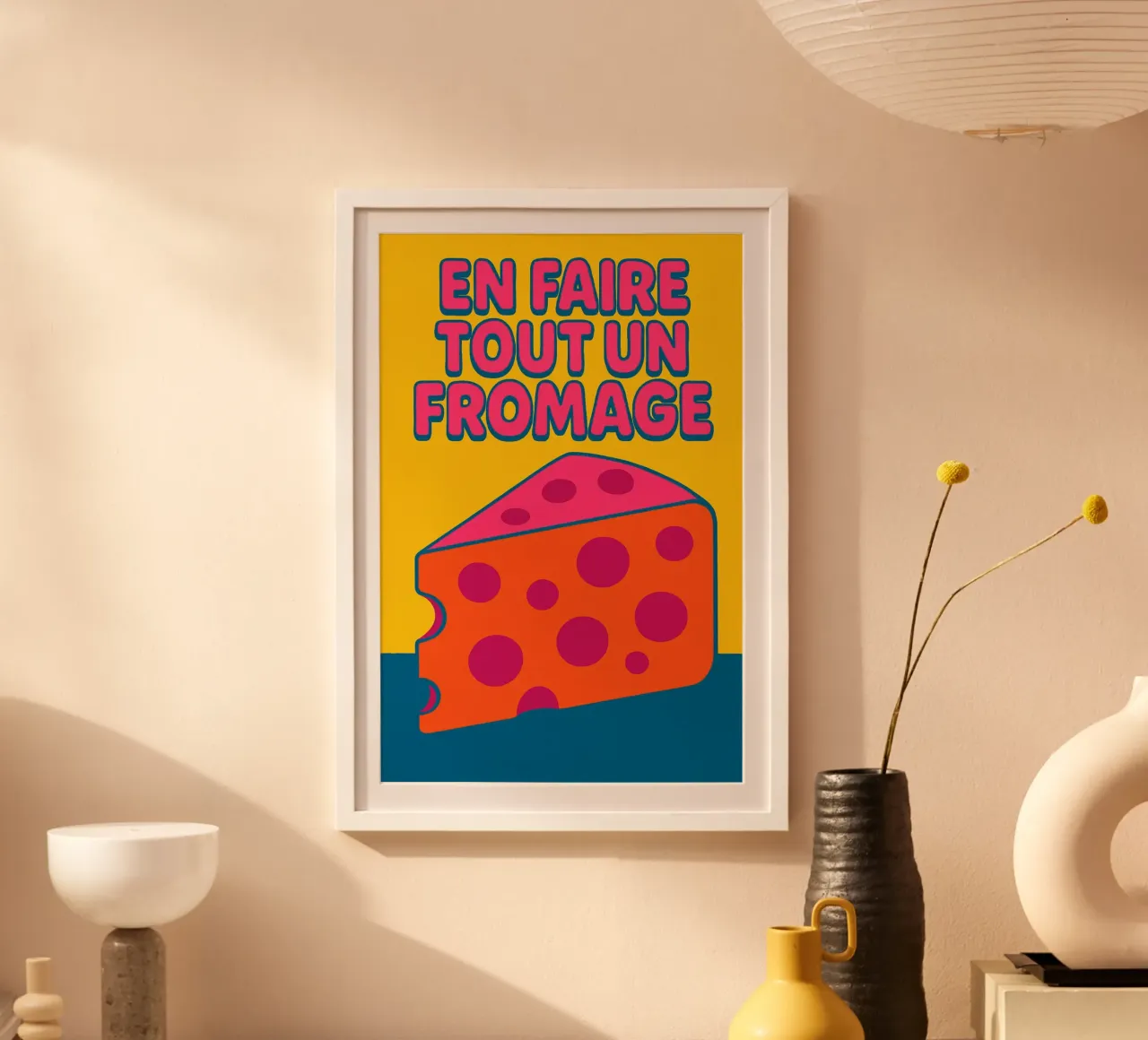 En faire tout un fromage – L’affiche pop poster avec cadre en aluminium de Art Typo Essentiel