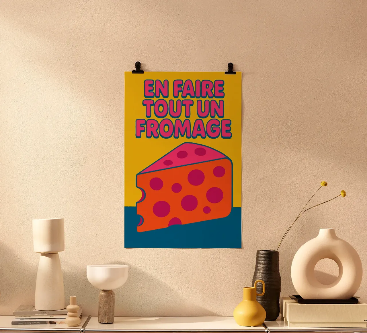 En faire tout un fromage – L’affiche pop poster avec cadre en aluminium de Art Typo Essentiel