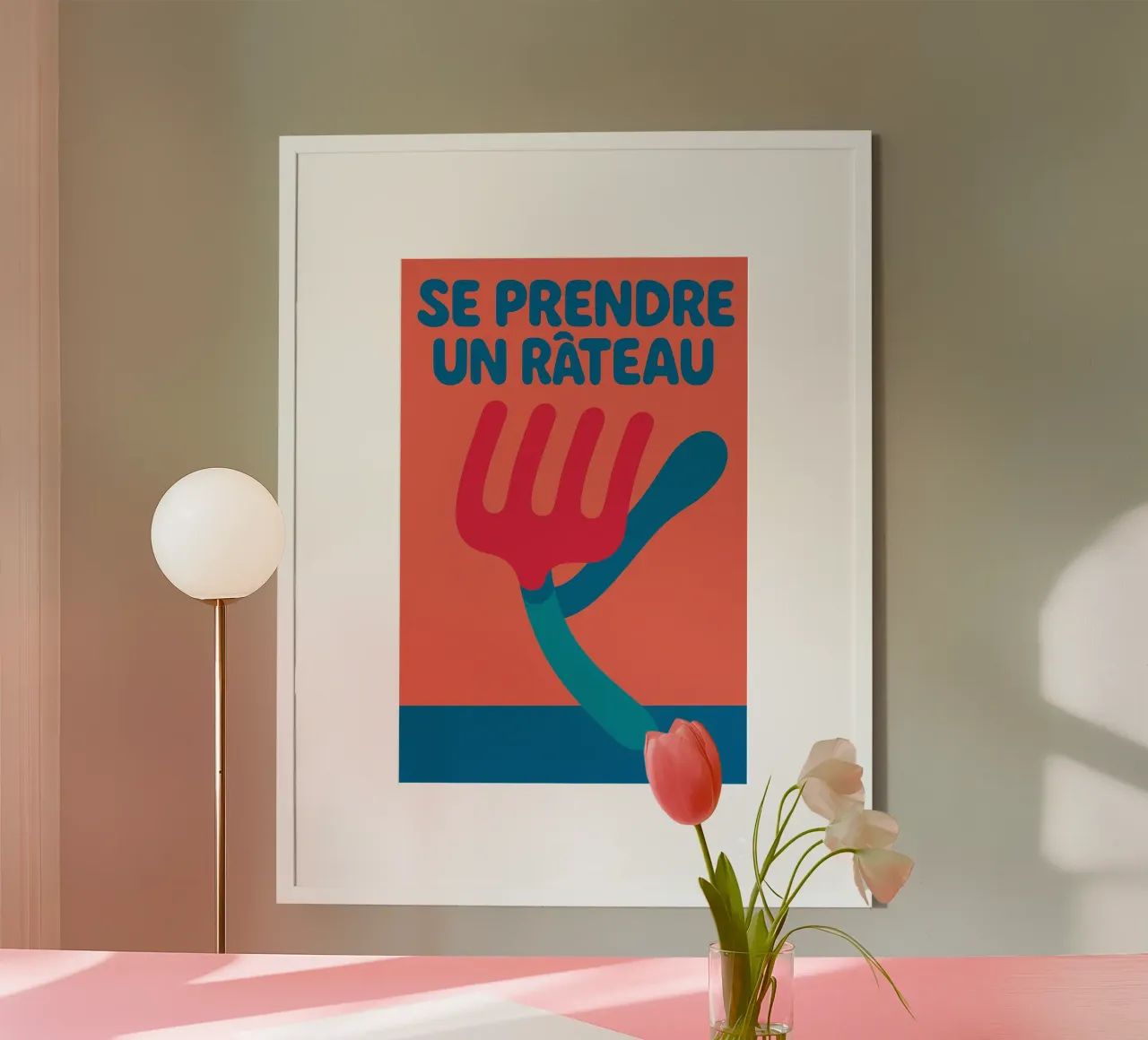 Catturare un rake - Il manifesto che lo minimizza poster con telaio in plastica da Art Typo Essentiel
