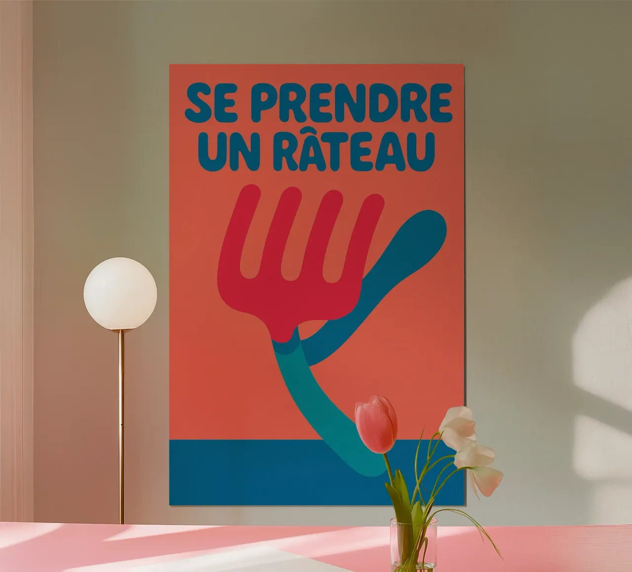 Catturare un rake - Il manifesto che lo minimizza poster con telaio in plastica da Art Typo Essentiel