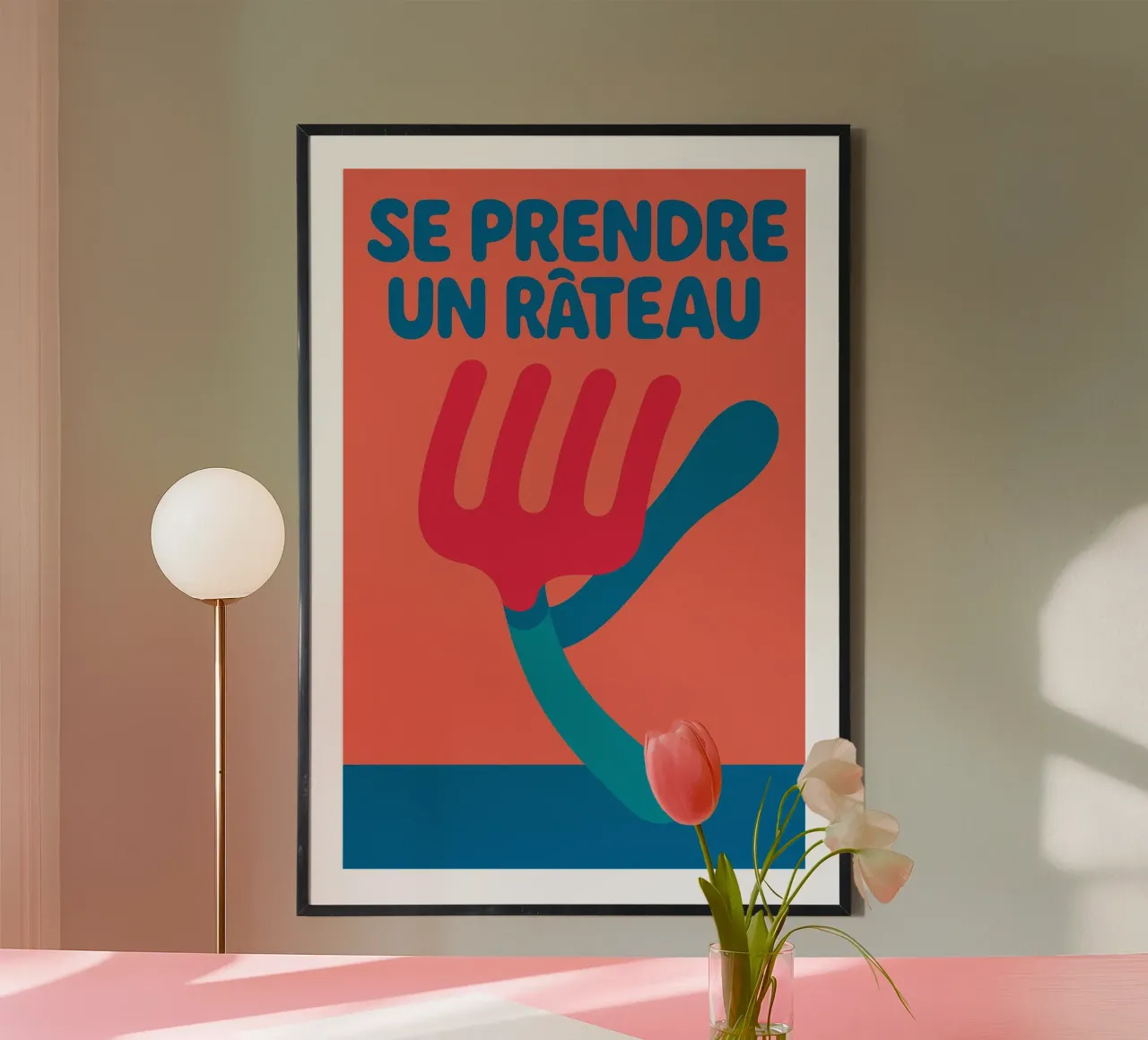 Catturare un rake - Il manifesto che lo minimizza poster con telaio in plastica da Art Typo Essentiel
