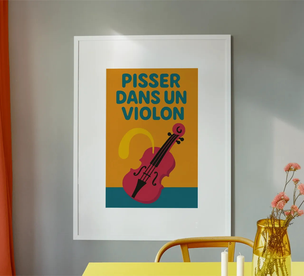 Pisciare in un violino - Il manifesto dell'assurdo poster con telaio in legno da Art Typo Essentiel