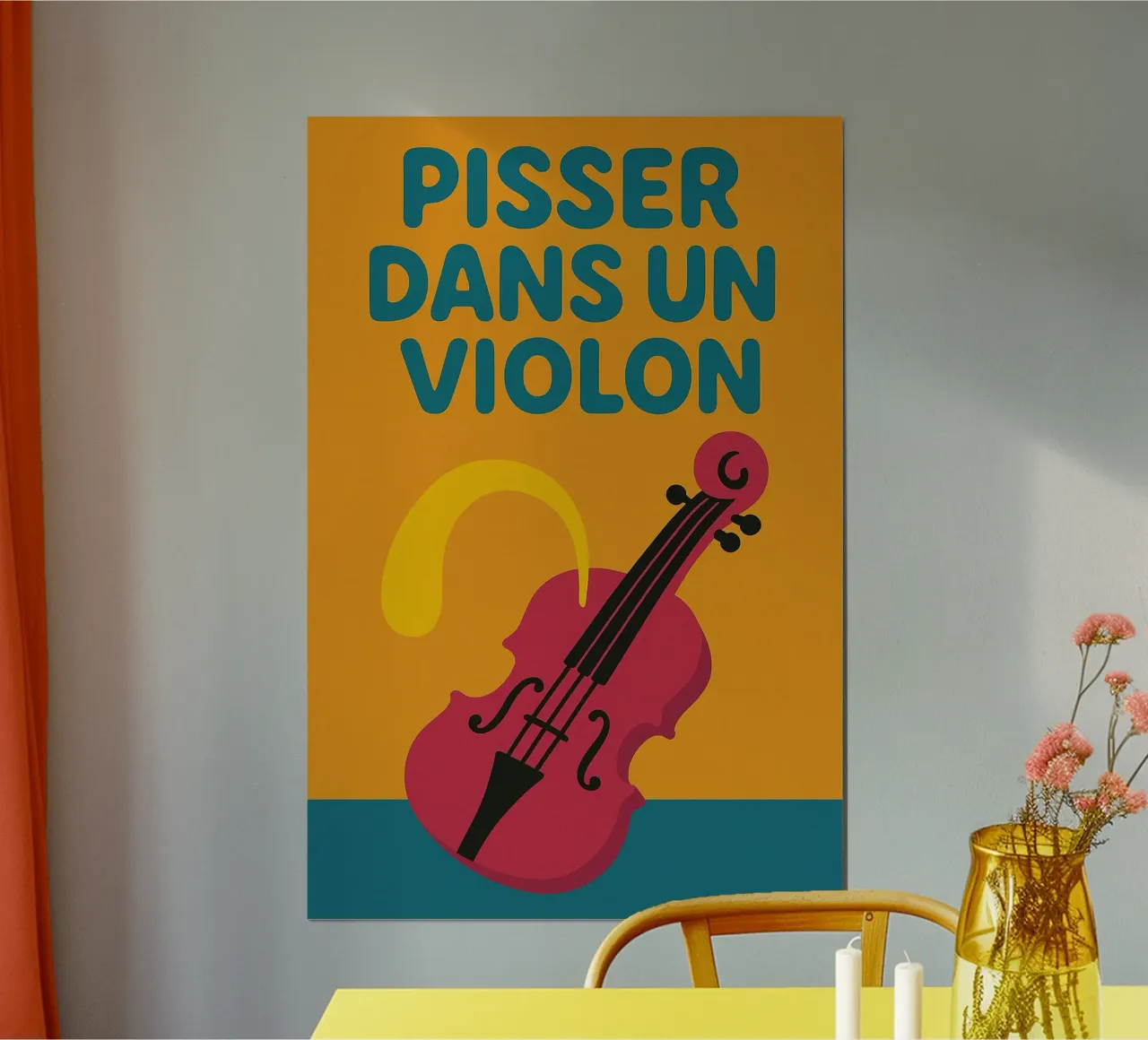 Pisciare in un violino - Il manifesto dell'assurdo poster con telaio in legno da Art Typo Essentiel