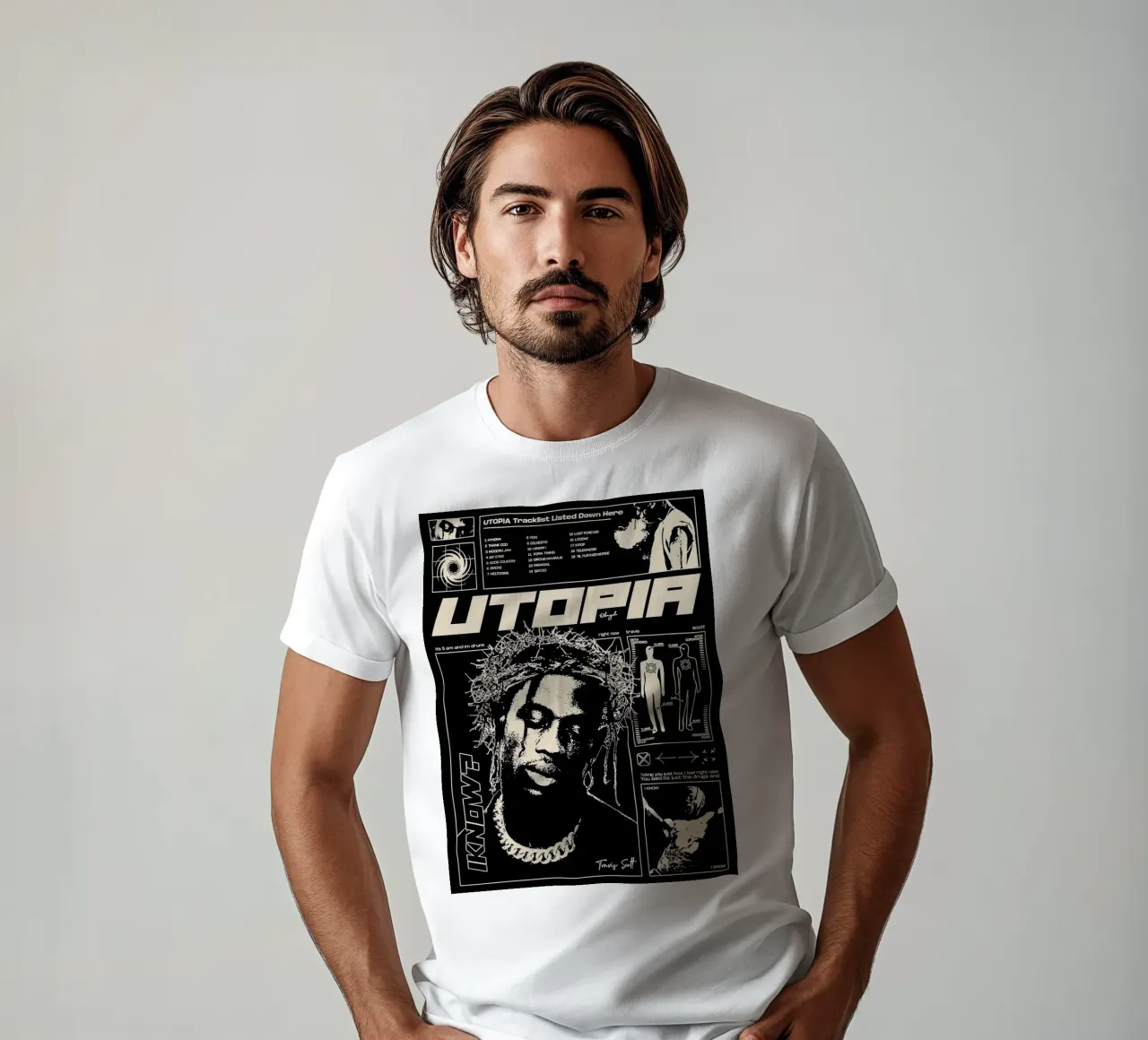 travis scott utopia arte t-shirt da music soul