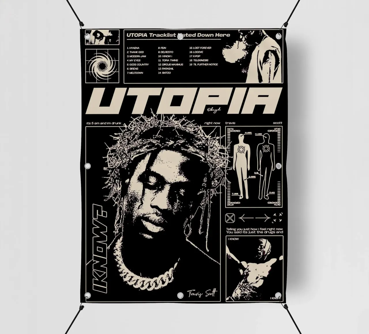 travis scott utopia arte telo in pvc da music soul