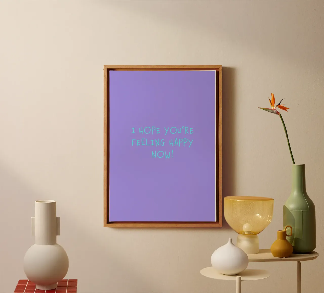 I hope you‘re feeling happy now! canvas met Baklijst van FRICKE DESIGN
