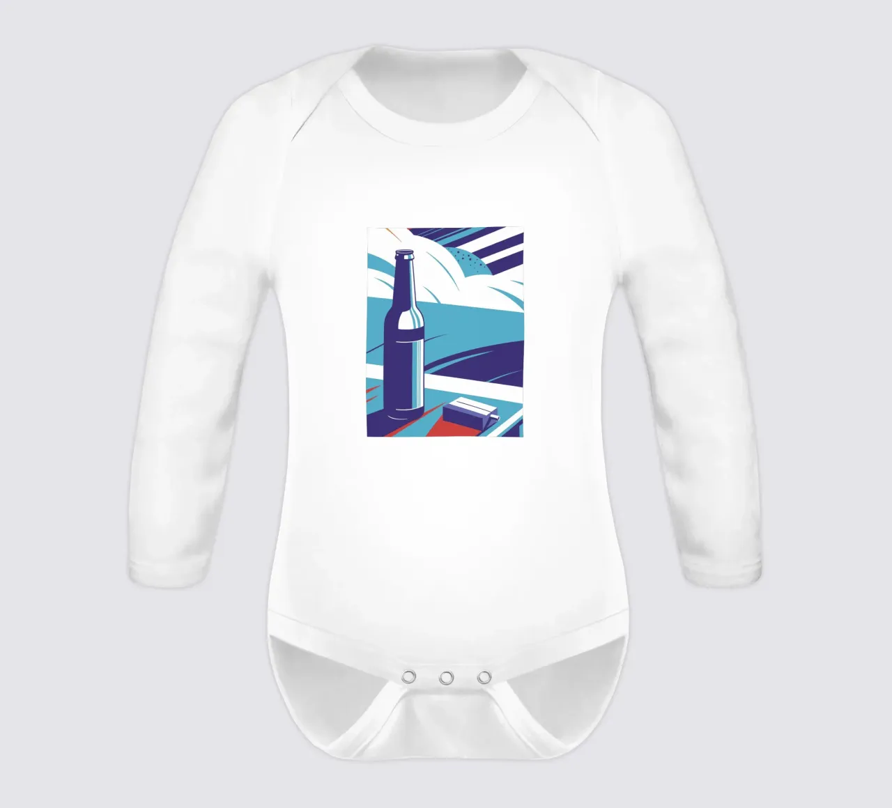 Beer and Cigarette Box long-sleeve baby romper by STORE PRESENCE