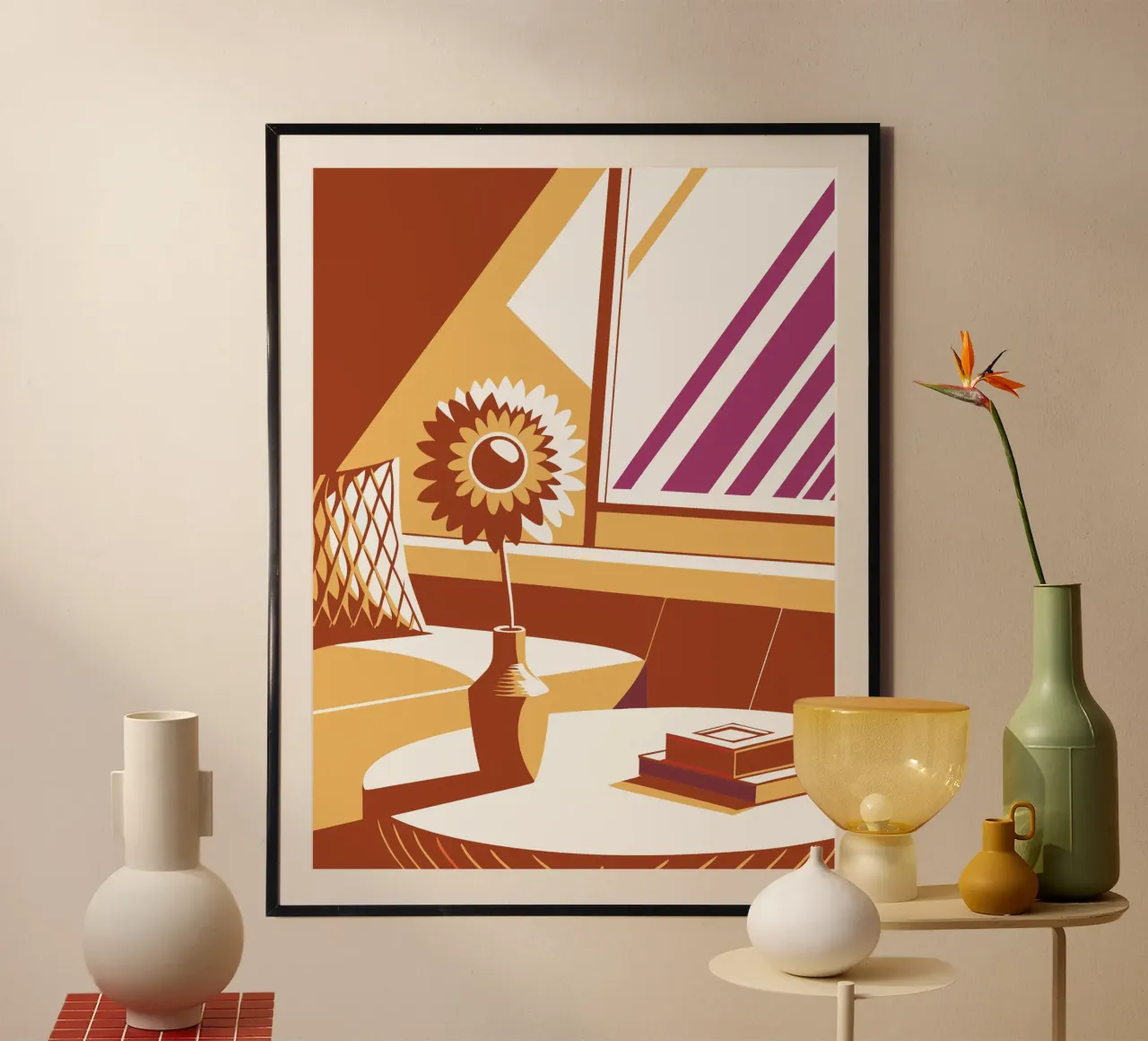 Vaso di girasoli Soggiorno poster con telaio in alluminio da STORE PRESENCE