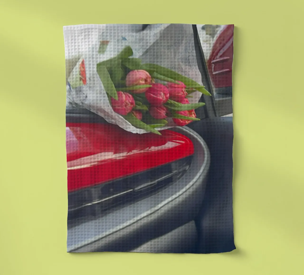 Fiat 500 x Flowers tea towel by Sous le ciel