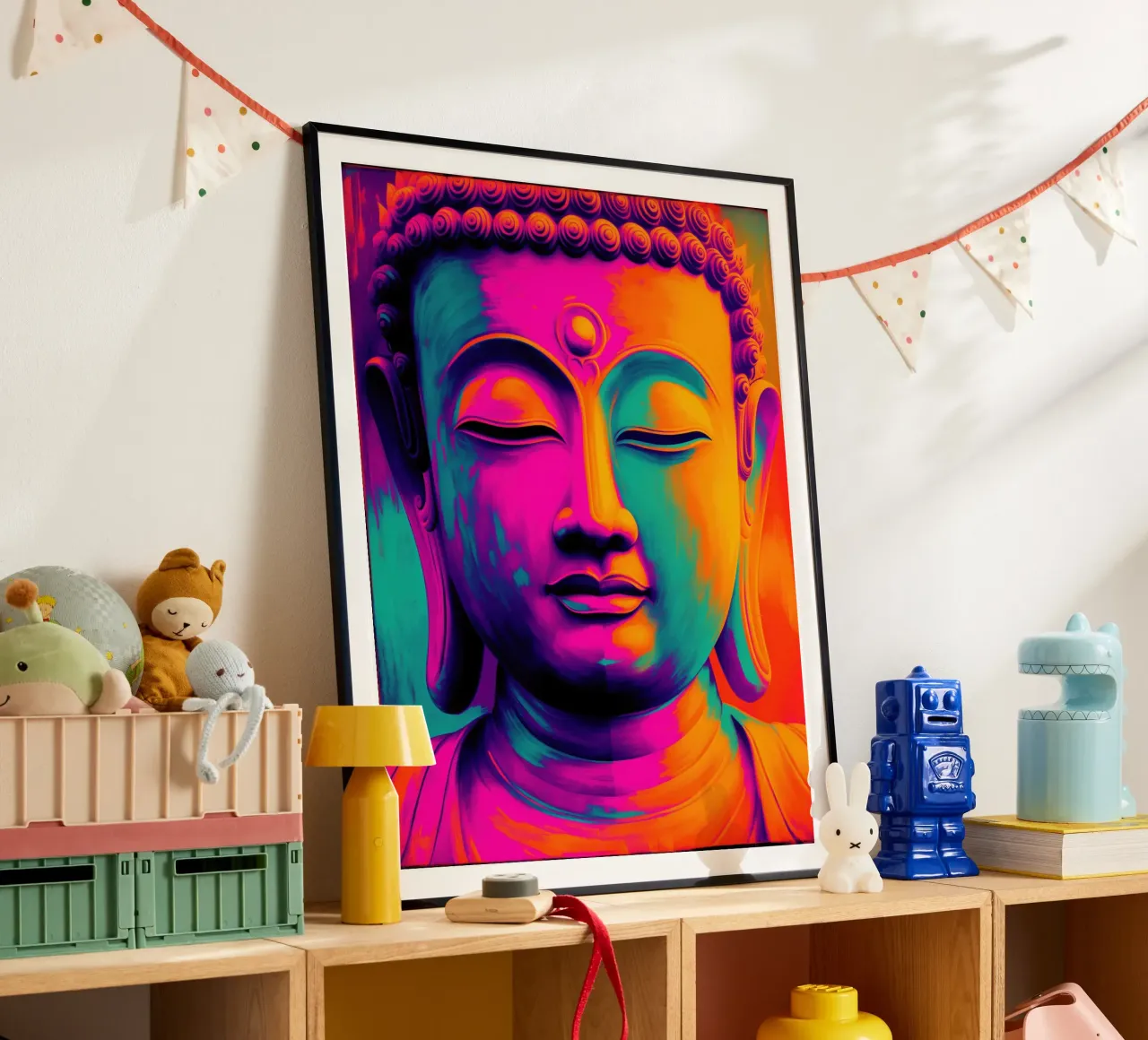 Farbenfroher Buddha | Meditation trifft auf Moderne Poster von Autofocus