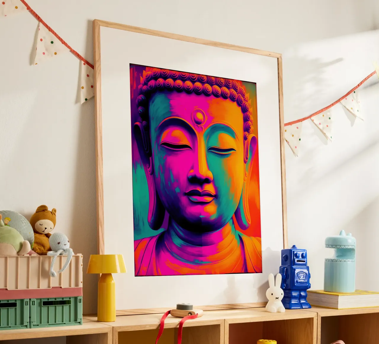Farbenfroher Buddha | Meditation trifft auf Moderne Poster von Autofocus