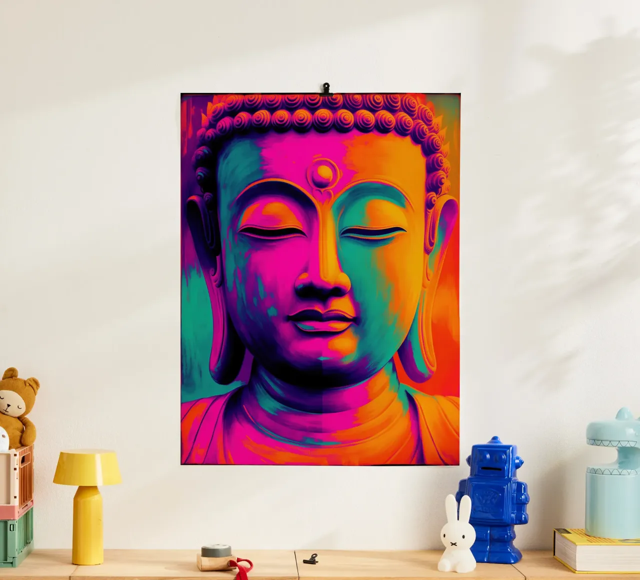 Farbenfroher Buddha | Meditation trifft auf Moderne Poster von Autofocus