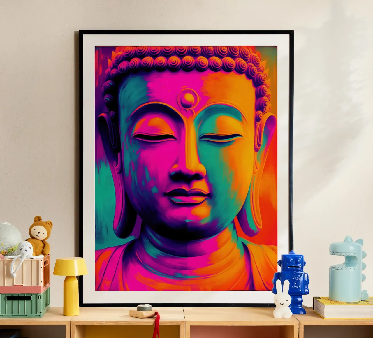 Farbenfroher Buddha | Meditation trifft auf Moderne Poster von Autofocus