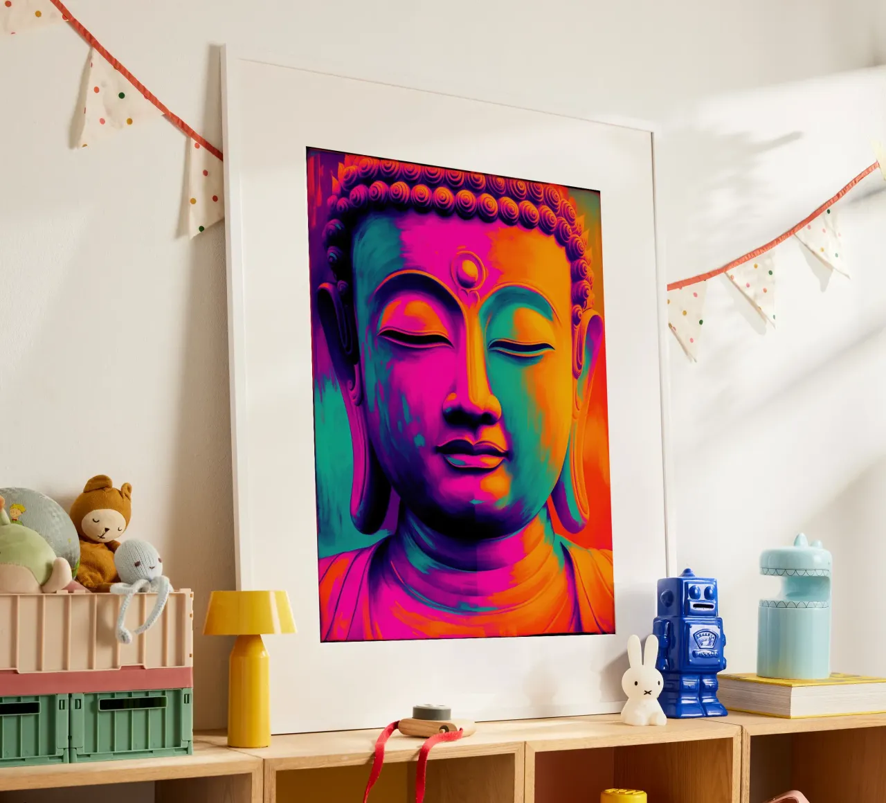 Farbenfroher Buddha | Meditation trifft auf Moderne Poster von Autofocus