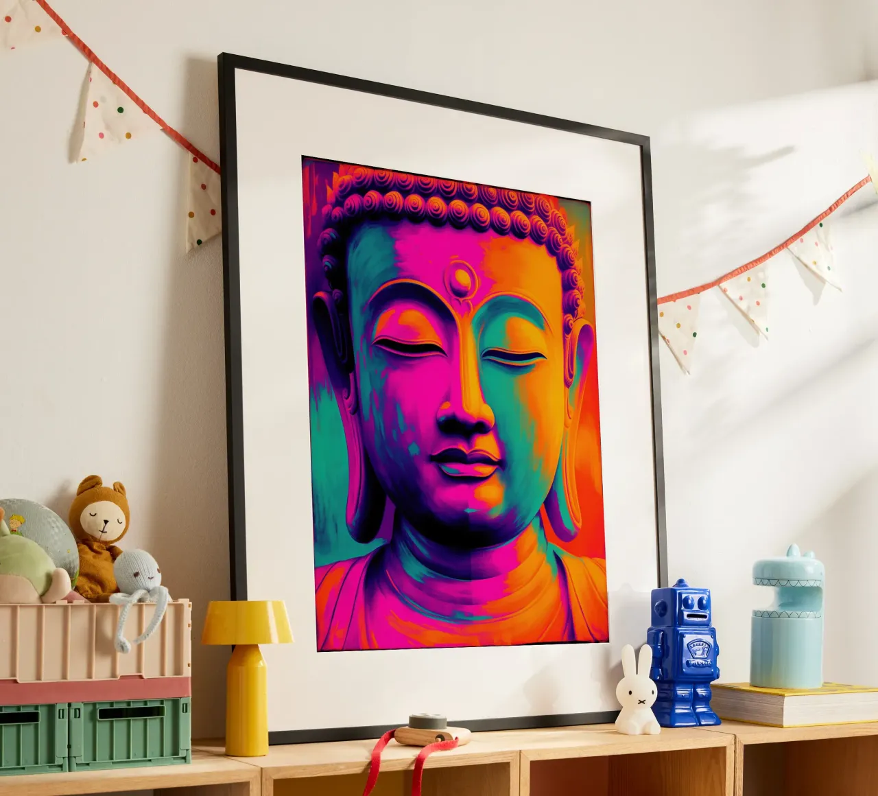 Farbenfroher Buddha | Meditation trifft auf Moderne Poster von Autofocus