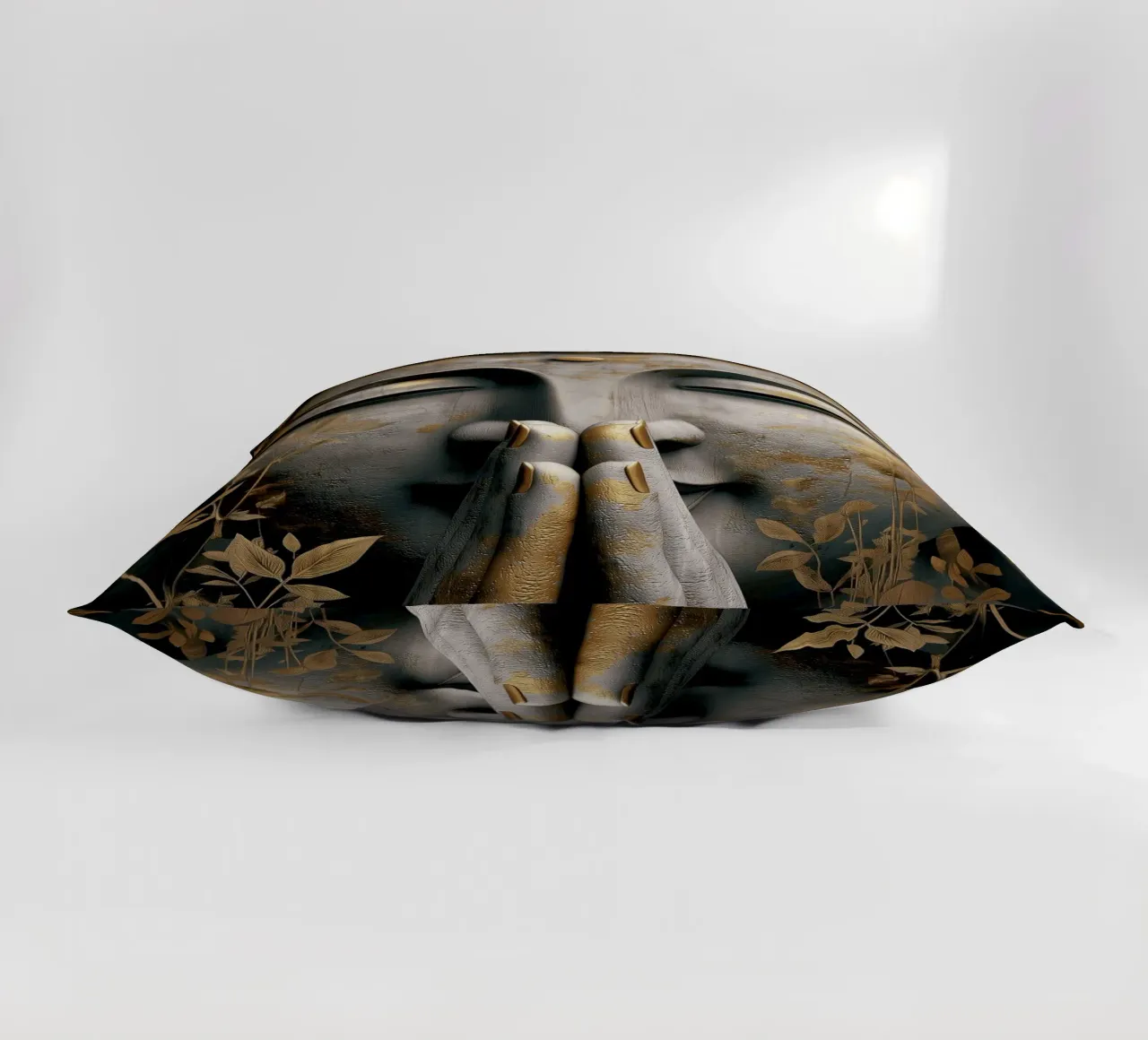 Buddha meditativo in un elegante look in argento e oro cuscino da Autofocus