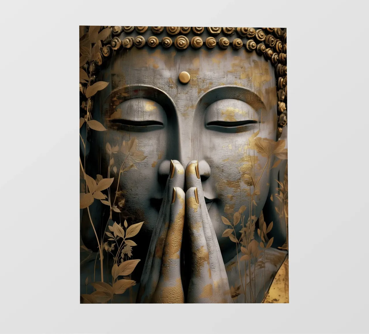 Buddha meditativo in un elegante look in argento e oro telo in pvc da Autofocus