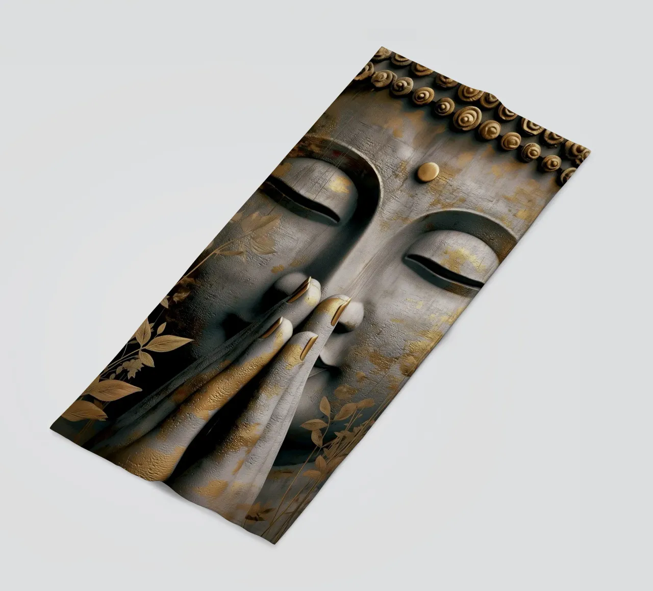 Buddha meditativo in un elegante look in argento e oro telo mare da Autofocus