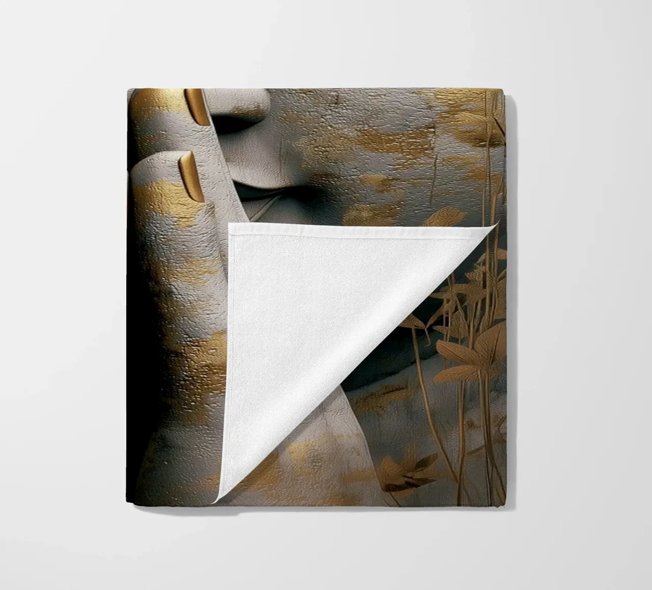 Buddha meditativo in un elegante look in argento e oro telo mare da Autofocus