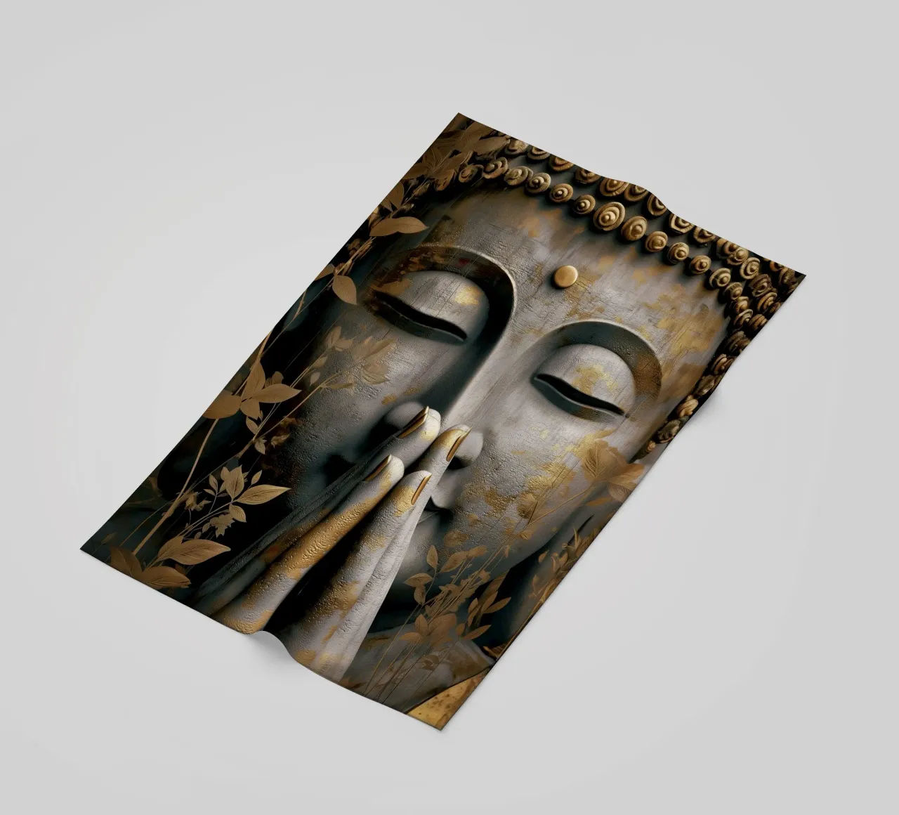 Buddha meditativo in un elegante look in argento e oro telo mare da Autofocus